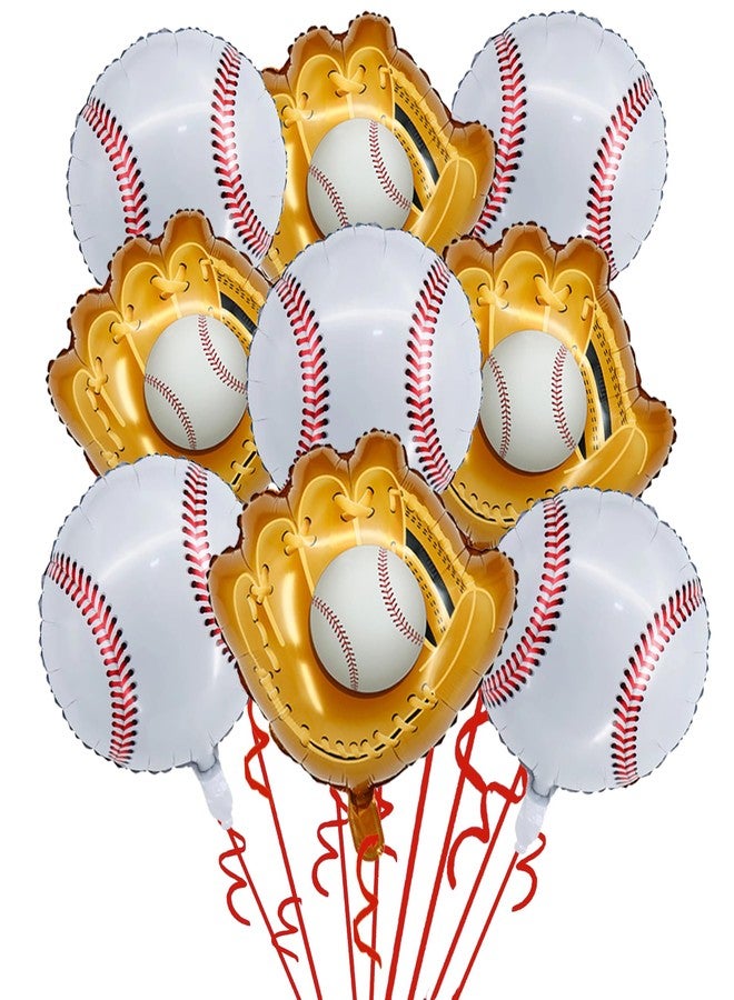 HEPAPATE Baseball Party Balloons,Baseball Foil Mylar Glove Jumbo Balloons for Baby Shower Party Decorations,Baseball Themed Sports Party Decor Supplies for Boys Girls Birthdays Party 9cs set - Image 1